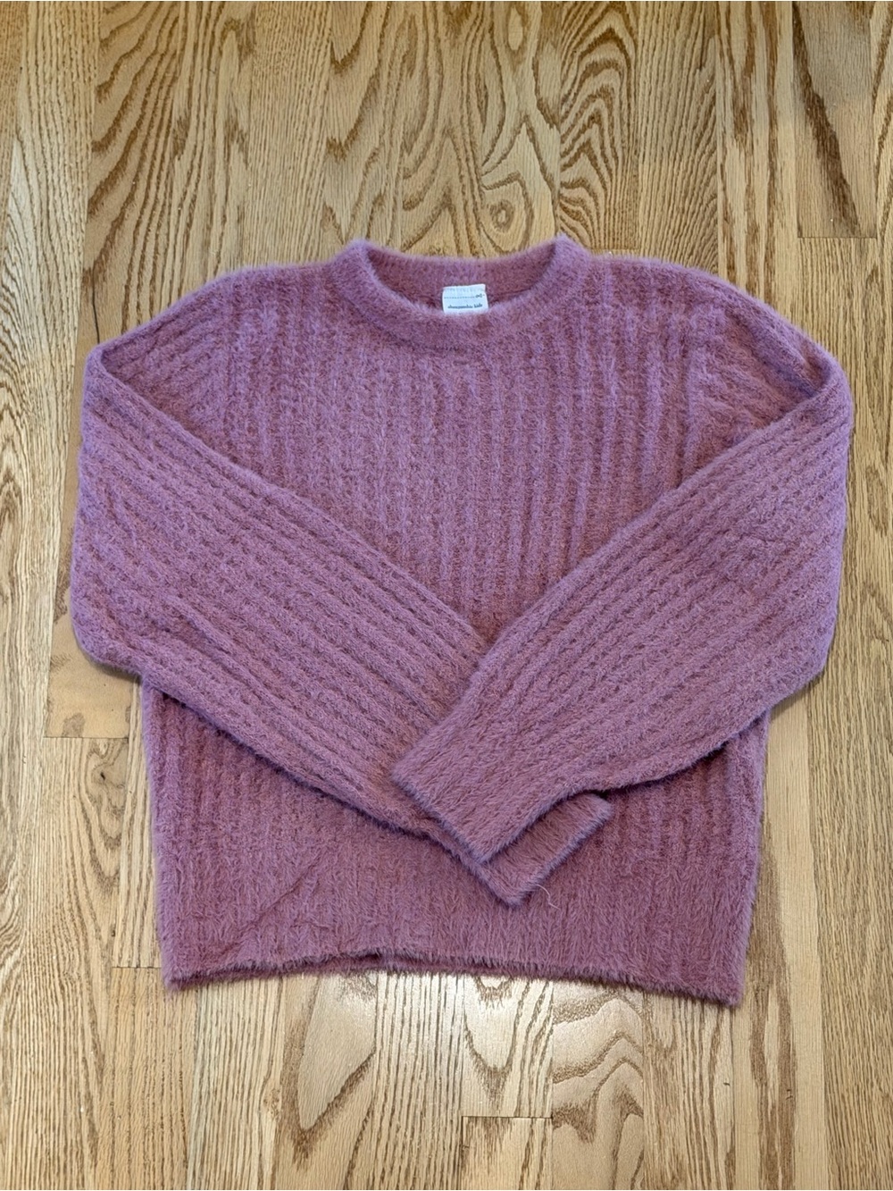 abercrombie kids dusty mauve ribbed fuzzy crewneck sweater
